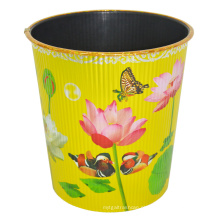 Plastic Lotus Prited Amarelo Open Top Garbage Bin (B06-930NEW)